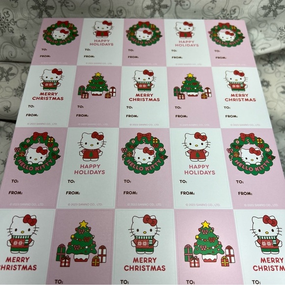 Sanrio Hello Kitty Christmas Sticker Sheet - Holiday Present Gift Tags -200 Tags - Picture 7 of 9